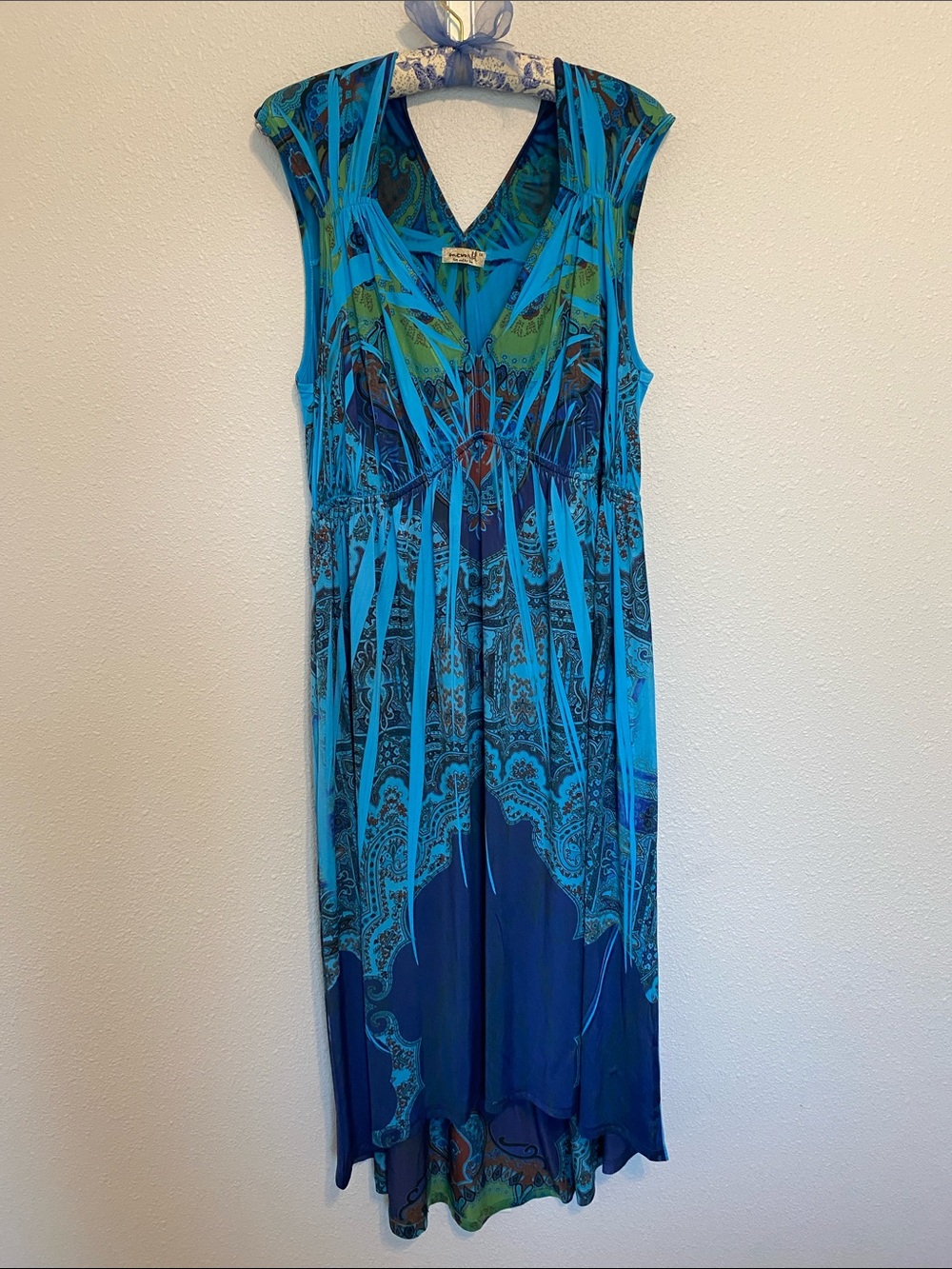 ONE WORLD Bright Blue & Teal Paisley Maxi Dress